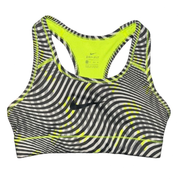 NIKE SPORTS BRA NEON YELLOW GRAY racer back racerback - Picture 1 of 5